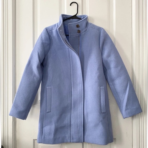 $298 J.Crew Factory Womens Button Neck Dusty Periwinkle Blue City Coat Sz 4 New - Picture 3 of 11